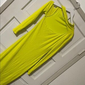 Vibrant One Shoulder Dress in Neon Yellow